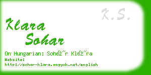 klara sohar business card